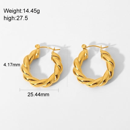 Cross-border European and American earrings ins fashion short C- shaped horns earrings stainless steel 18K gold-plated earrings women wholesale