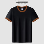 [long-staple cotton color-blocked short sleeves] mshj-25662 black coffee / S