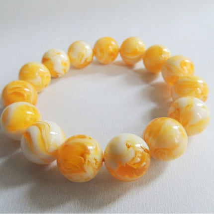 Amber Beeswax Bracelet Russian White Flower Raw Ore Bracelet Necklace Round Bead Pendant Men's and Women's Chicken Yellow Bracelet Gem
