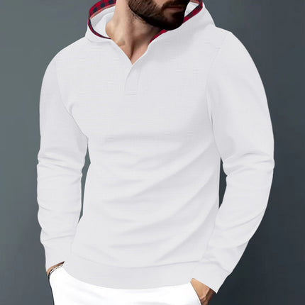 Cross-border Men's Autumn and Winter Leisure Sports Men's Long-sleeved Hooded T-shirt European and American Foreign Trade plus size Waffles Hoodie