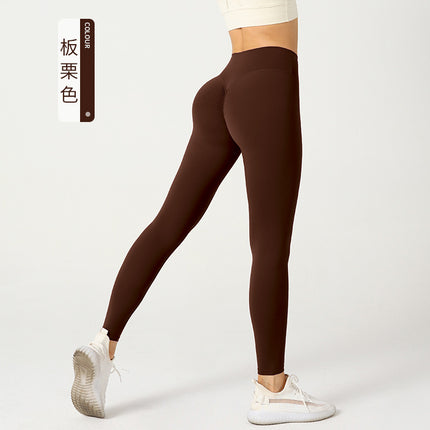 European and American Peach Naked Yoga Pants Women's Ins High Waist Hip-lifting Chrysanthemum Sports Tight Pants Sexy Cycling Fitness Pants