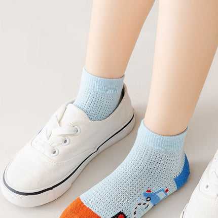 5 Pairs 1 To 12 Years Children's Socks 2025 Spring Summer Baby Boys Girls Cotton Mesh Breathable Thin Soft Cute Socks Kids Socks