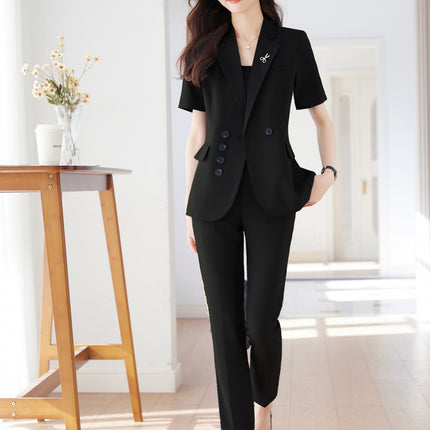 Professional Suit suit Women's Dress Temperament Slim Summer OL Commuter Tooling Hotel Front Desk Jewelry Store Work Clothes