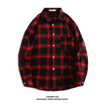 Letter printed plaid shirt men's spring and summer fast hand online celebrity same slim-fit long sleeve shirt thin coat fashion