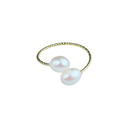 Natural Freshwater Pearl Ring 18K Gold Plated Opening Ring Light Luxury Fashion Single Product Factory Direct Ring