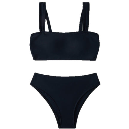 New Bikini Swimsuit Black Sexual Beach Split Swimsuit Shoulder Strap Adjustable High Elastic High Waist Swimsuit Women