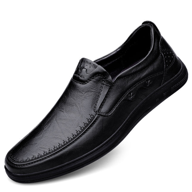 2026 Spring/Summer Men's Genuine Leather Shoes, All-Season Style, Top Layer Cowhide, Soft Leather, Soft Sole, Wear-Resistant Business Loafers