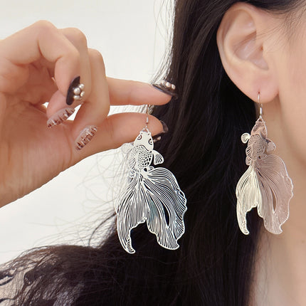 Chinese Style New Year series Red Koi earrings earrings mosquito coil ear clip painless without pierced ears