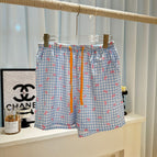Blue plaid bow (003 double-layer gauze shorts) / One size fits all