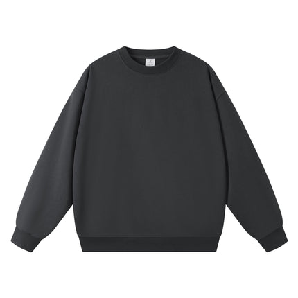 Trendy Brand Heavyweight 400g Terry Crewneck Sweatshirt Couple Pullover Autumn and Winter Thickened Coat Solid Color Loose Unisex Top