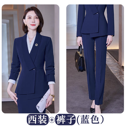 Professional suit women's autumn and winter elegant goddess style long-sleeved suit formal wear hotel front desk tooling sales office work clothes