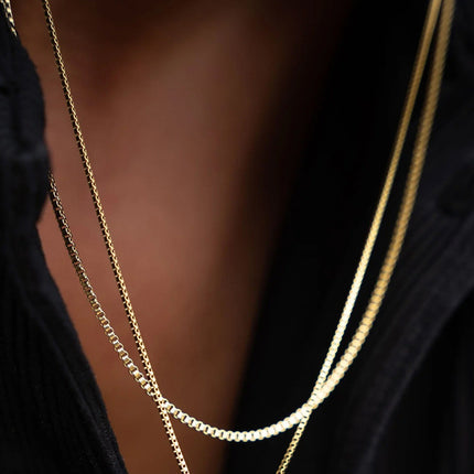 Cross-border New Entry Luxury Stainless Steel Box Chain Necklace Clavicle Chain Personalized Trendy Personalized All-match Jewelry