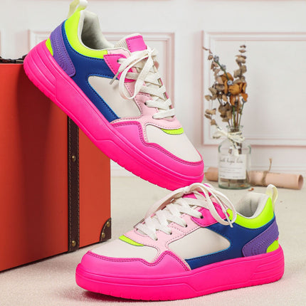 European Women's Shoes 2025 New Thick-Soled Height-Increasing Retro Sneakers Couple Style Color-Blocking Fashion Versatile Outdoor Trendy Shoes