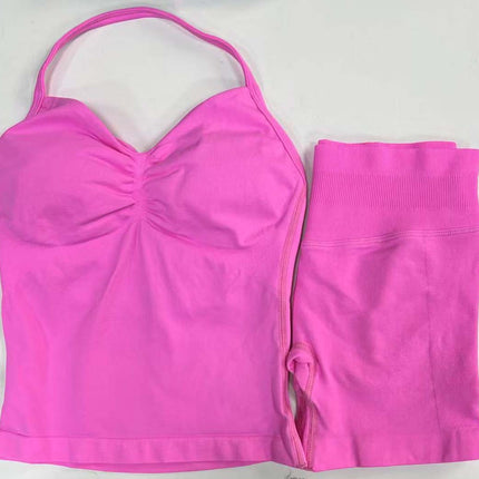 suit DF Amazon Explosions Shorts Small Bra High Elastic Superfine Extinction Nylon Hanging Neck Beauty Back Sports Vest