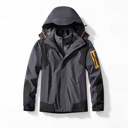 Men's Three-In-One Jacket with Detachable Mink Velvet Lining, Two-Piece Set for Women, Outdoor Mountaineering Clothing, Windproof and Waterproof Jacket