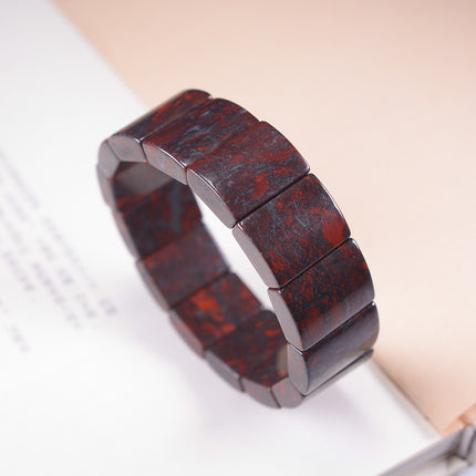 Natural Bloodstone Old-Style Bead Bracelet for Men and Women, Red Meteorite Bracelet, Bloodstone Jade Live Supply