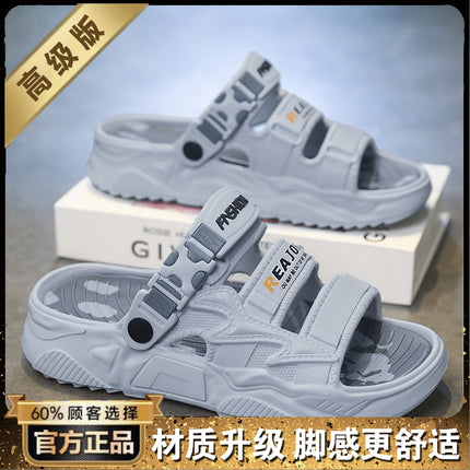 Men's Summer Slippers for Outdoor Wear, Comfortable for Driving and Outdoor Activities, Large Size 45 Beach Sandals