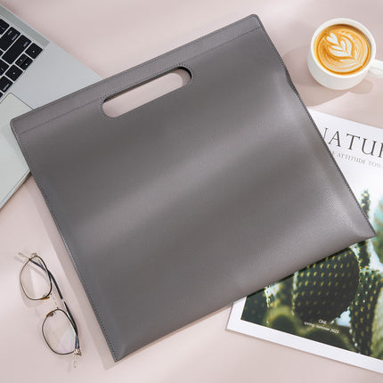 A4 Leather Magnetic Satchel Document Bag Custom Logo Folder Large Capacity File Bag Business Contract Storage Bag