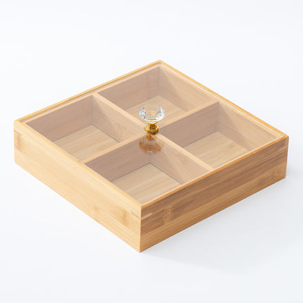 Desktop Dust-proof Tea Bag Storage Box Bamboo Cultural Play Jewelry Storage Box Medicine Sub-packing Box Jiugongge Storage Box