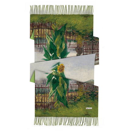 Van Gogh oil sunflower garden women's winter thick warm shawl scarf cashmere-like tassel long scarf scarf