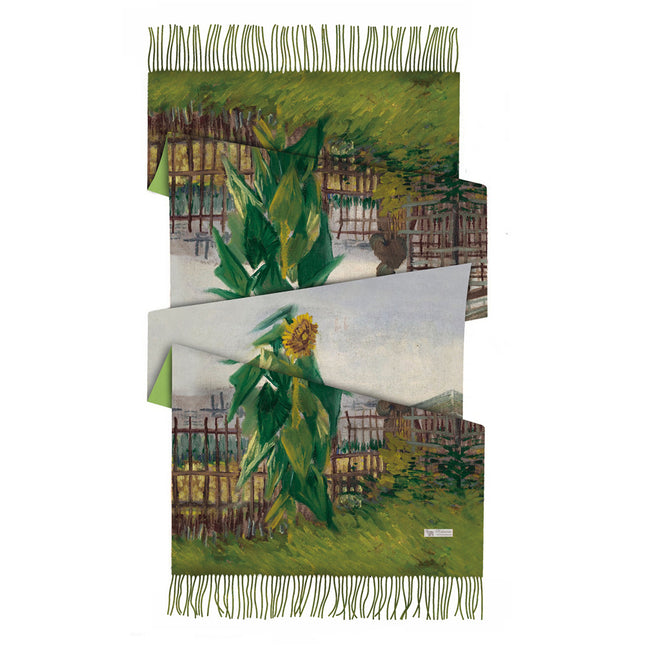 Van Gogh oil sunflower garden women's winter thick warm shawl scarf cashmere-like tassel long scarf scarf