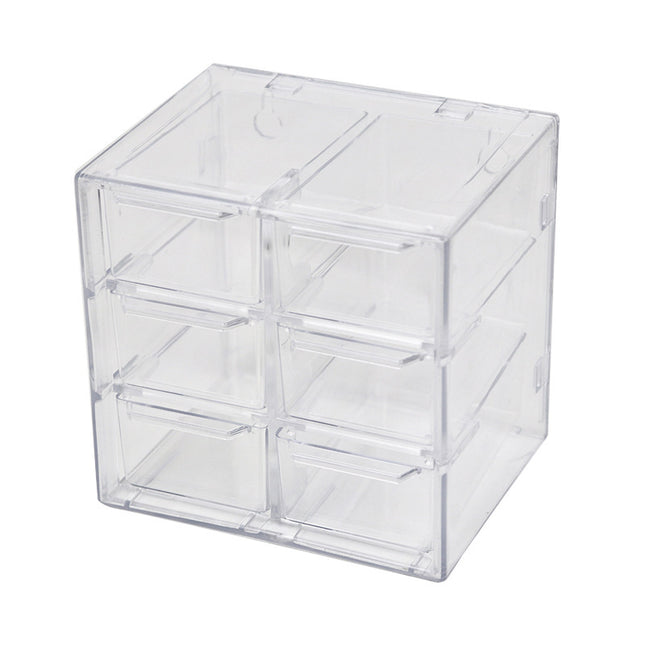 Transparent Jiugongge six-grid dustproof drawer storage box stationery jewelry 12-grid cosmetics Desktop Storage