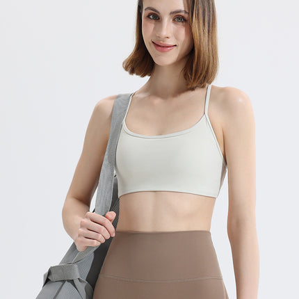 Sports Fitness Underwear Women's Cross Back Yoga Bra Fixed One-piece Cup Quick-drying Top Yoga Clothes Spring