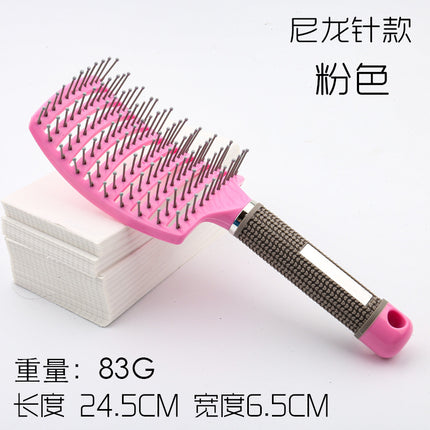 Factory Direct sales bristle big curved comb fluffy curly hair shape comb household hair massage comb oil head rib comb