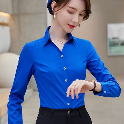 OL Long-sleeved Shirt Slim-fit Women's Shirt Hotel Front Desk Cashier Overalls Supermarket Shopping Guide Falls Uniforms Autumn