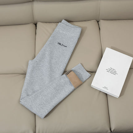 Winter New Soft Letter Embroidered Nine-Point Pants for Women to Wear Raccoon Lamb Velvet Thickeneded Velvet Leggings for Small Feet