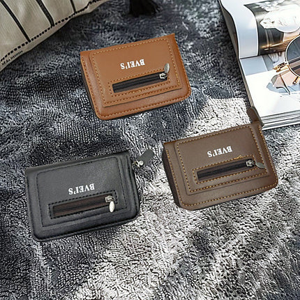 Men's Card Holder Wallet Accordion Style in Stock Pu Id Holder Fashionable Zipper Multi-Card Slot Coin Purse Wholesale Large Capacity