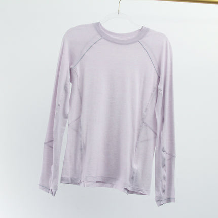 Merino Wool Long-Sleeved T-Shirt for Women, Antibacterial, Deodorant, Contrasting Shoulder Line, Waist Slimming Look, Outdoor Sports, Hiking and Fitness