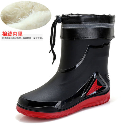 Rain Boots men's closed new waterproof shoes outdoor water boots kitchen non-slip work rubber shoes plus velvet cotton warm rain boots