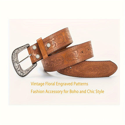 Cross-Border Exclusive Supply of Tangcao Embossed and Carved Vintage Alloy Men's Pu Leather