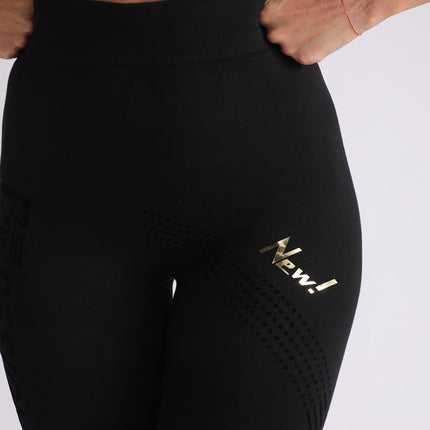 Cross-Border European and American Seamless Flocking Printed High-Waisted Tummy-Tightening Butt-Lifting Tight Black Modal Leggings for Women to Wear Outside