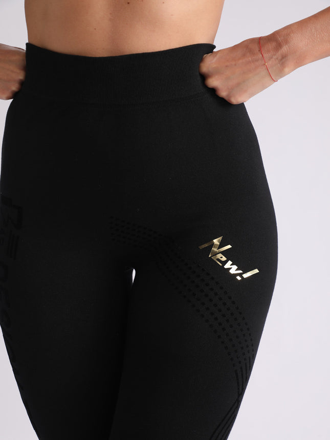 Cross-Border European and American Seamless Flocking Printed High-Waisted Tummy-Tightening Butt-Lifting Tight Black Modal Leggings for Women to Wear Outside