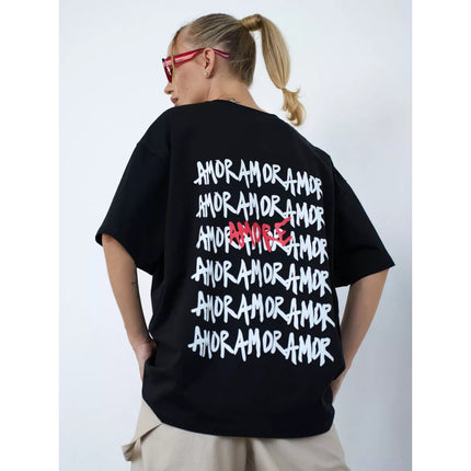 2025 New Summer Style 100% Cotton Short-Sleeved T-Shirt, Lazy Style, Fun and Trendyy Letter Print, Handsome Top Trend