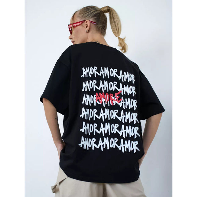 2025 New Summer Style 100% Cotton Short-Sleeved T-Shirt, Lazy Style, Fun and Trendyy Letter Print, Handsome Top Trend