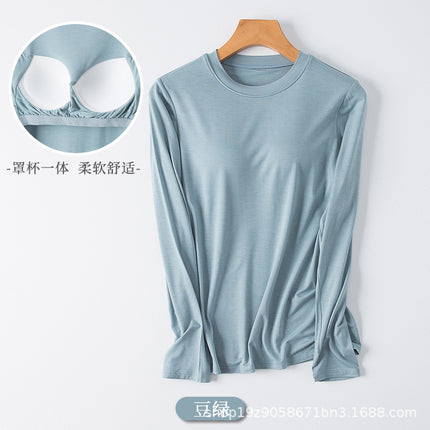 Women's Spring and Autumn All-In-One Solid Color Casual Home Casual Sportswear Round Neck Can Be Worn Outside and Can Be Shipped Wholesale