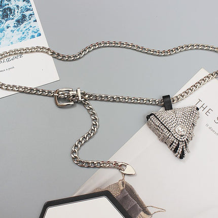 Triangle waist bag waist chain women's suit pants jeans decorative sweater skirt all-match rhinestone metal chain belt