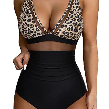 European and American Cross-border Explosions Women's Sexy Hollow Mesh Deep V Gather Perspective Bikini Bikini
