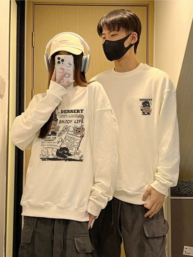 Autumn and Winter Clothing for Men and Women, High-End Velvet Round-Neck Sweatshirts, Couple Wear, Trendy Brand Class Uniforms, Warm Bottoming Shirts