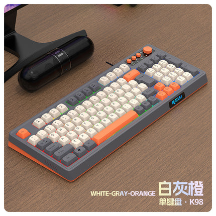 RAIKU Lei Kui K98/T98 customized game keyboard and mouse suit three-color wired luminous desktop 98 keys