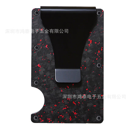Cross-border Forged Carbon Pattern Card Holder RFID Metal Card Holder Red Forged Carbon Blue Forged Carbon Men's Minimalist Ultra-thin Wallet