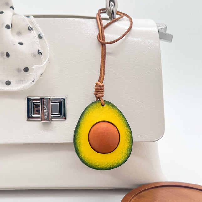 Handmade Genuine First-Layer Cowhide Avocado Bag Pendant Car Hanging Ornament Keychain Accessory Decoration