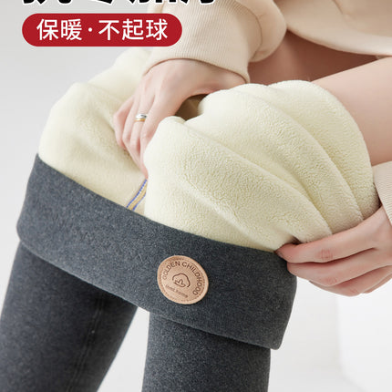 Tall Women's Lamb Wool Leggings Autumn and Winter New Thermal Cotton Pants with Fleece Thickened Plus Size High-Waisted Fleece Pants
