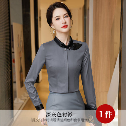 Stewardess Business Dress Shirt Hotel Front Desk Work Clothes suit Female Beautician Clothing Real Estate Consultant Women's Clothing suit