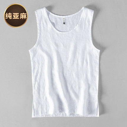 European goods ~ original list, selection of new men's yarn-dyed linen vest youth loose breathable bottoming summer shipment
