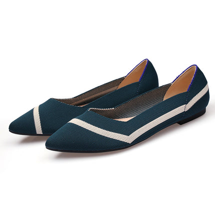 Egg roll European and American princess shoes spring and autumn fly woven shoes 40 beans 41 flat 43 plus size women's shoes soft bottom knitted pointed