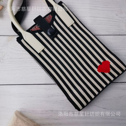 Girl's Heart-Shaped Knitted Crossbody Bag